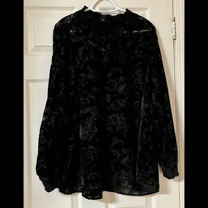 Floral Flocked Mesh Blouse